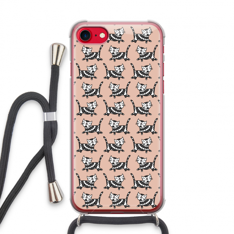 Zwarte poes: iPhone SE 2020 Transparant Hoesje met koord
