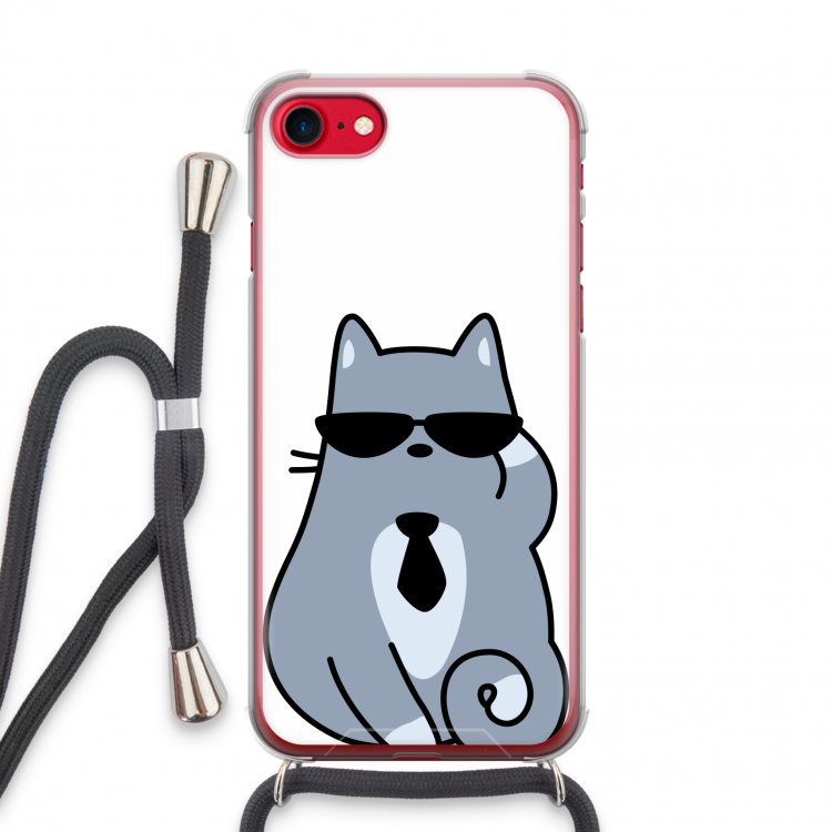 Cool cat: iPhone SE 2020 Transparant Hoesje met koord