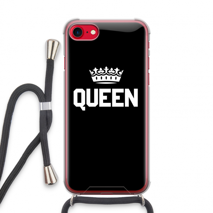 Queen zwart: iPhone SE 2020 Transparant Hoesje met koord