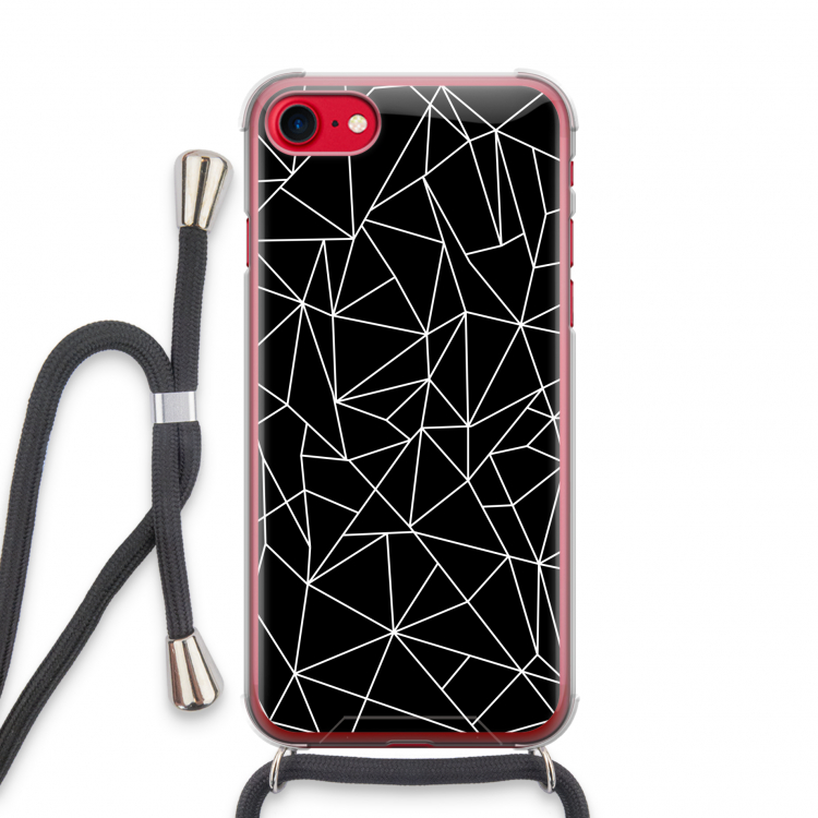 Geometrische lijnen wit: iPhone SE 2020 Transparant Hoesje met koord