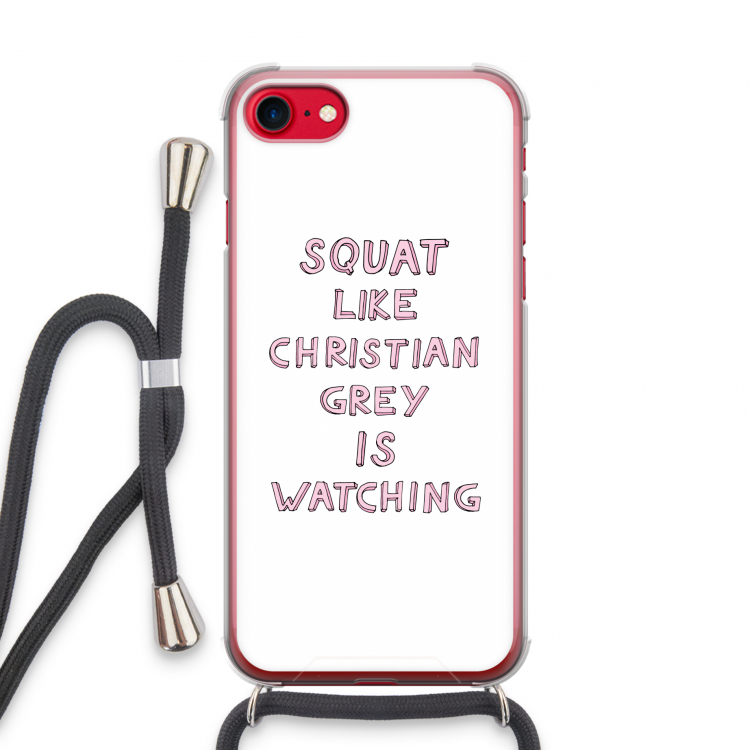 Christian Grey: iPhone SE 2020 Transparant Hoesje met koord