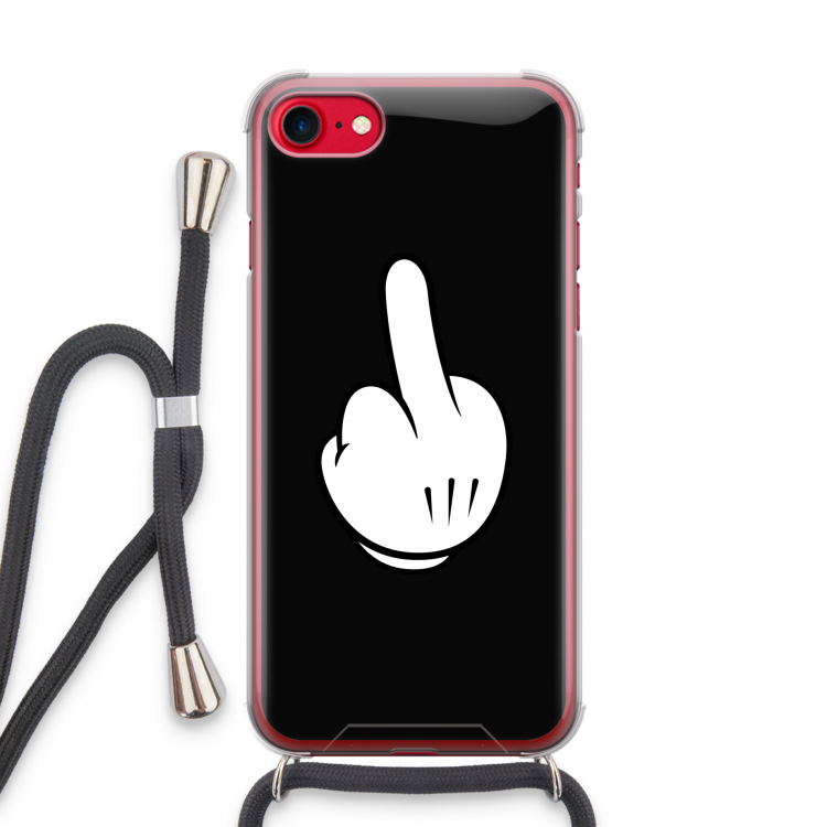 Middle finger black: iPhone SE 2020 Transparant Hoesje met koord
