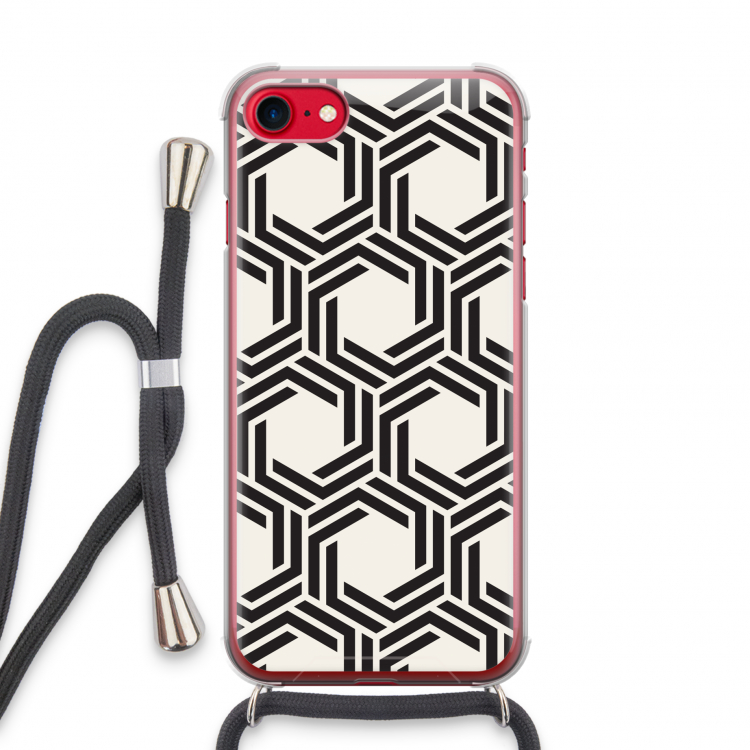 Geometrisch patroon: iPhone SE 2020 Transparant Hoesje met koord