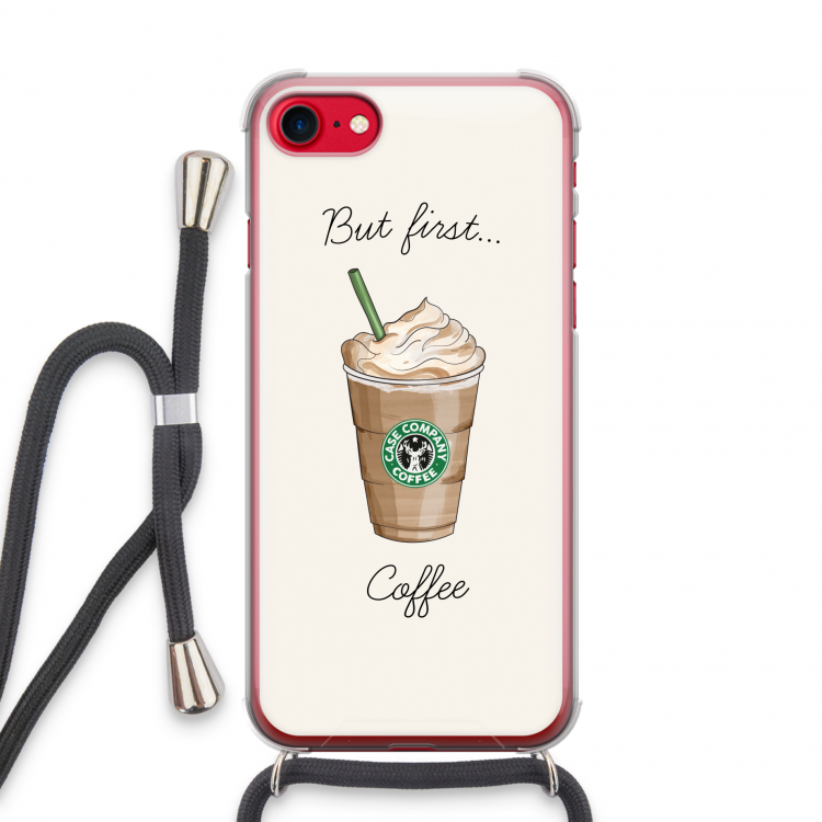 But first coffee: iPhone SE 2020 Transparant Hoesje met koord