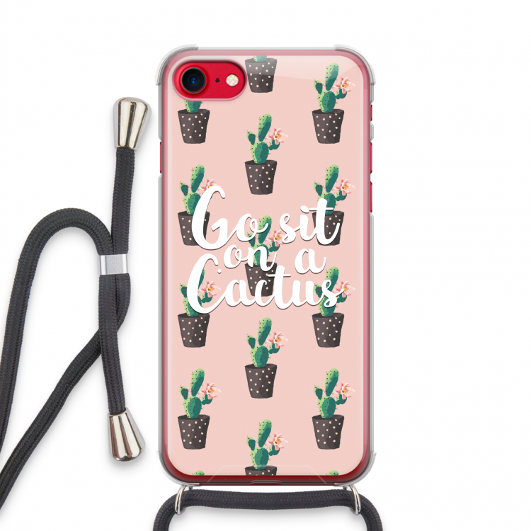 Cactus quote: iPhone SE 2020 Transparant Hoesje met koord