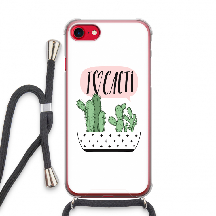 I love cacti: iPhone SE 2020 Transparant Hoesje met koord