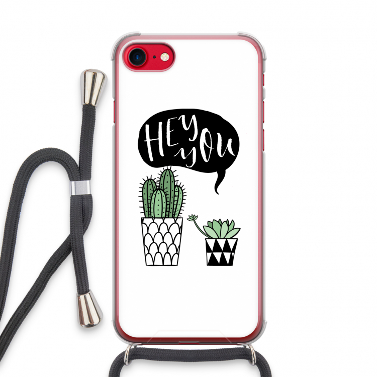 Hey you cactus: iPhone SE 2020 Transparant Hoesje met koord