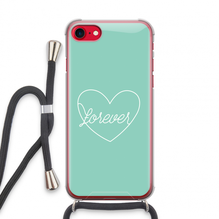 Forever heart pastel: iPhone SE 2020 Transparant Hoesje met koord