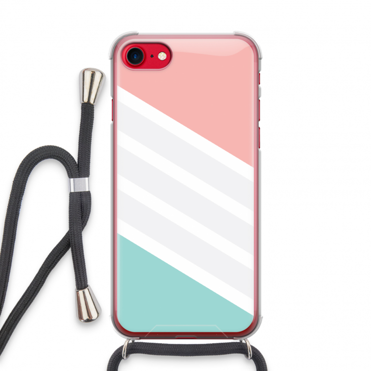 Strepen pastel: iPhone SE 2020 Transparant Hoesje met koord