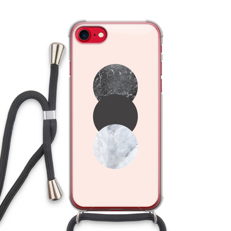 Marmeren cirkels: iPhone SE 2020 Transparant Hoesje met koord
