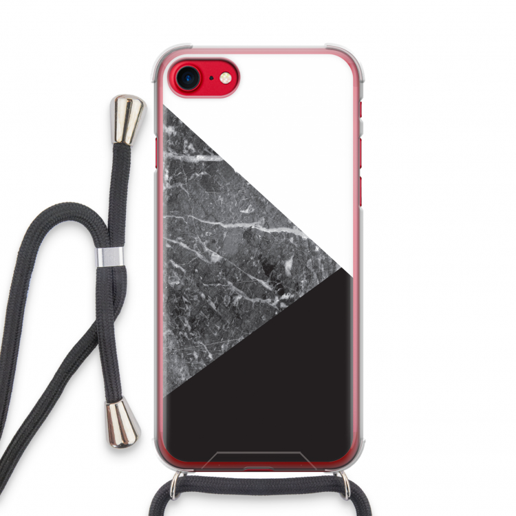 Combinatie marmer: iPhone SE 2020 Transparant Hoesje met koord