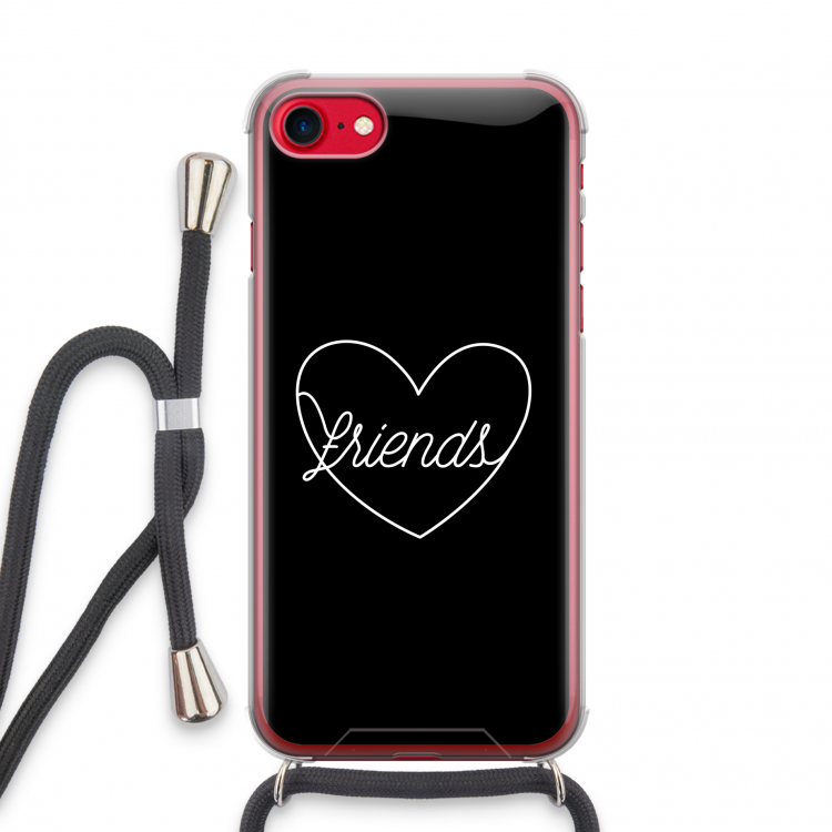 Friends heart black: iPhone SE 2020 Transparant Hoesje met koord