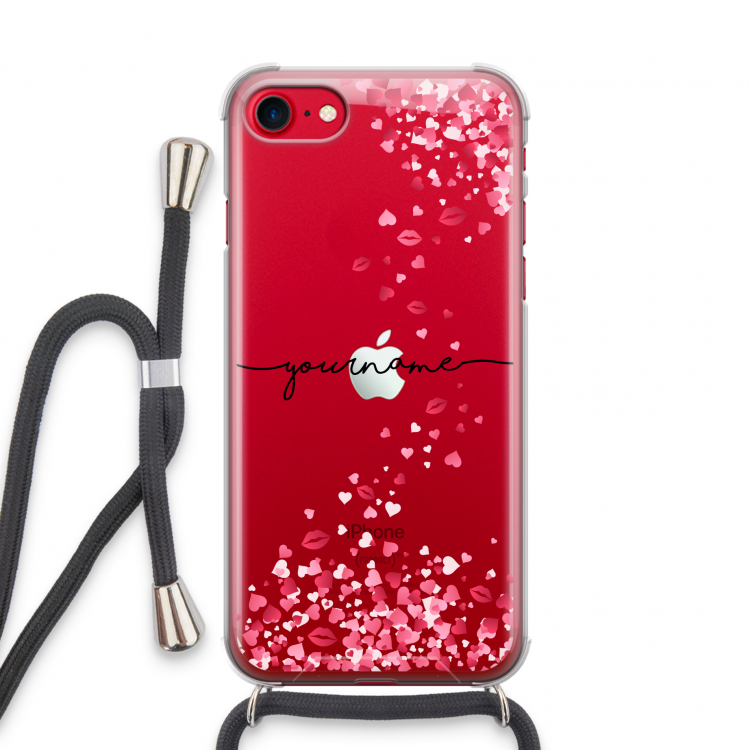Hartjes en kusjes: iPhone SE 2020 Transparant Hoesje met koord