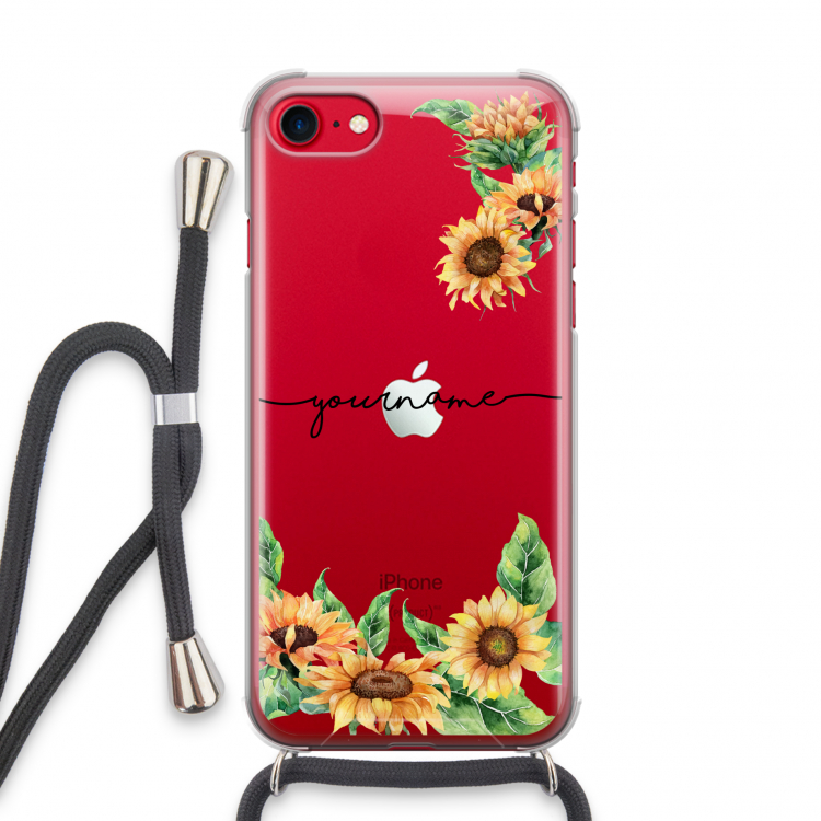 Zonnebloemen: iPhone SE 2020 Transparant Hoesje met koord