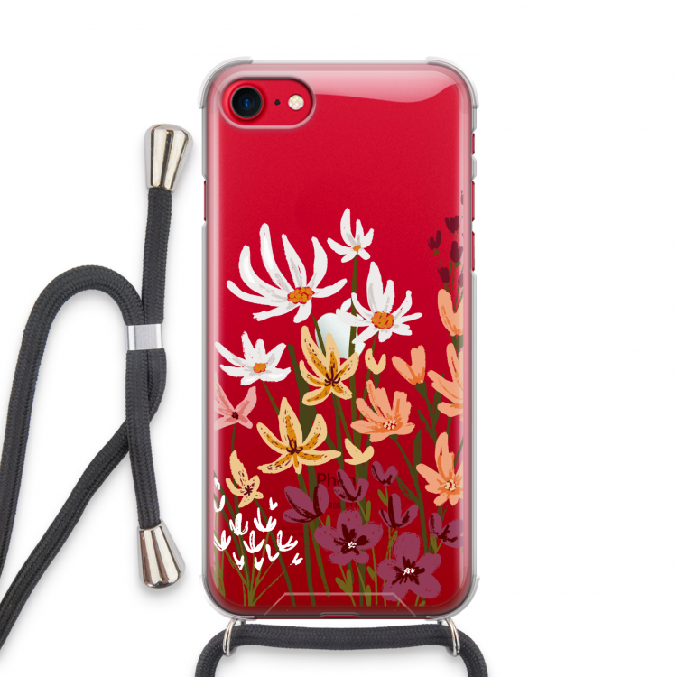 Painted wildflowers: iPhone SE 2020 Transparant Hoesje met koord