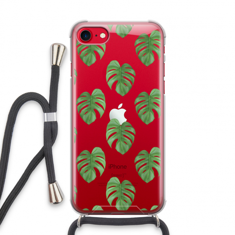 Monstera leaves: iPhone SE 2020 Transparant Hoesje met koord