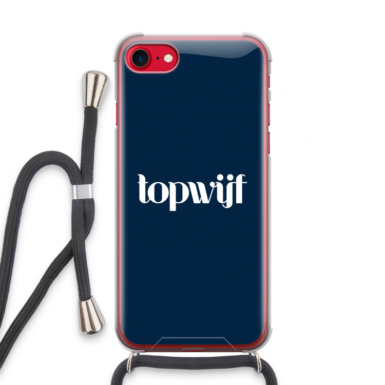 Topwijf Navy: iPhone SE 2020 Transparant Hoesje met koord