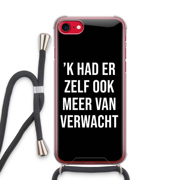 Meer verwacht - Zwart: iPhone SE 2020 Transparant Hoesje met koord