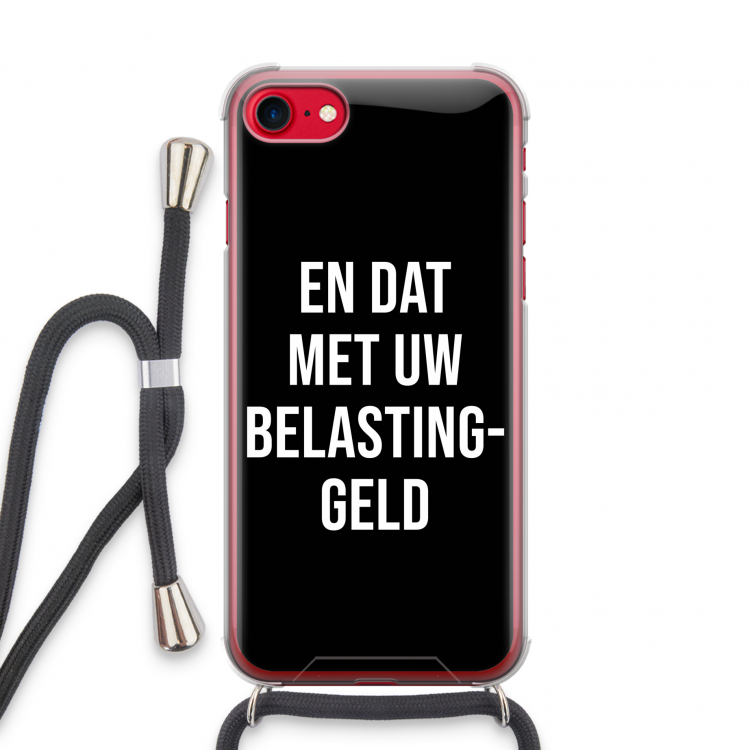 Belastinggeld - Zwart: iPhone SE 2020 Transparant Hoesje met koord