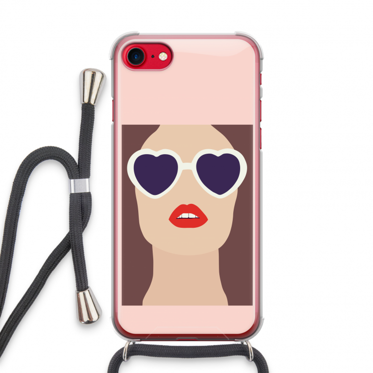 Red lips: iPhone SE 2020 Transparant Hoesje met koord