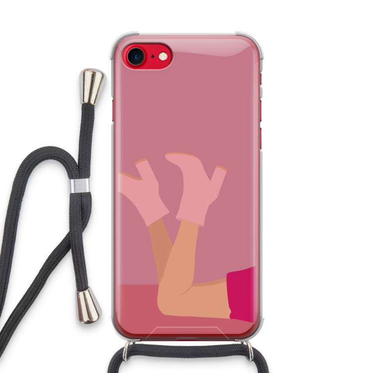 Pink boots: iPhone SE 2020 Transparant Hoesje met koord