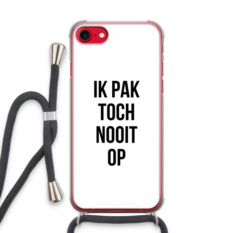 Ik pak nooit op: iPhone SE 2020 Transparant Hoesje met koord
