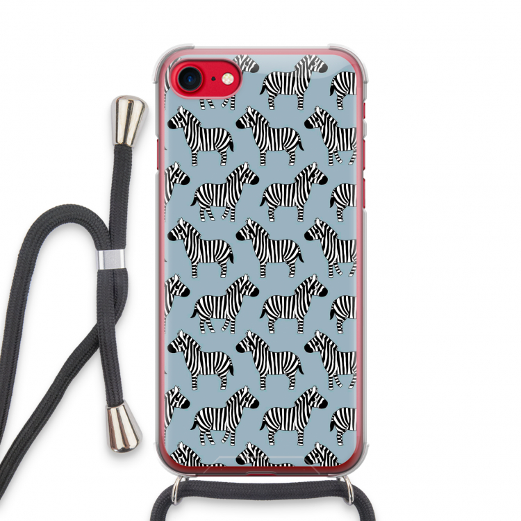 Zebra: iPhone SE 2020 Transparant Hoesje met koord