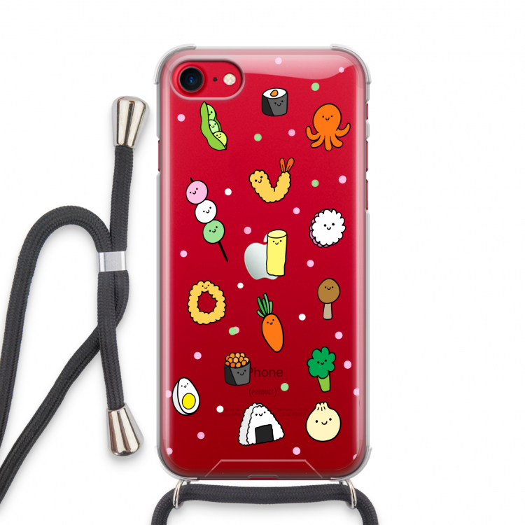 Happy bento friends: iPhone SE 2020 Transparant Hoesje met koord