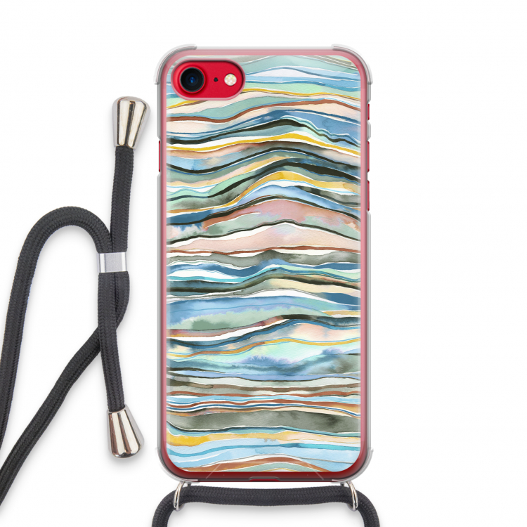 Watercolor Agate: iPhone SE 2020 Transparant Hoesje met koord
