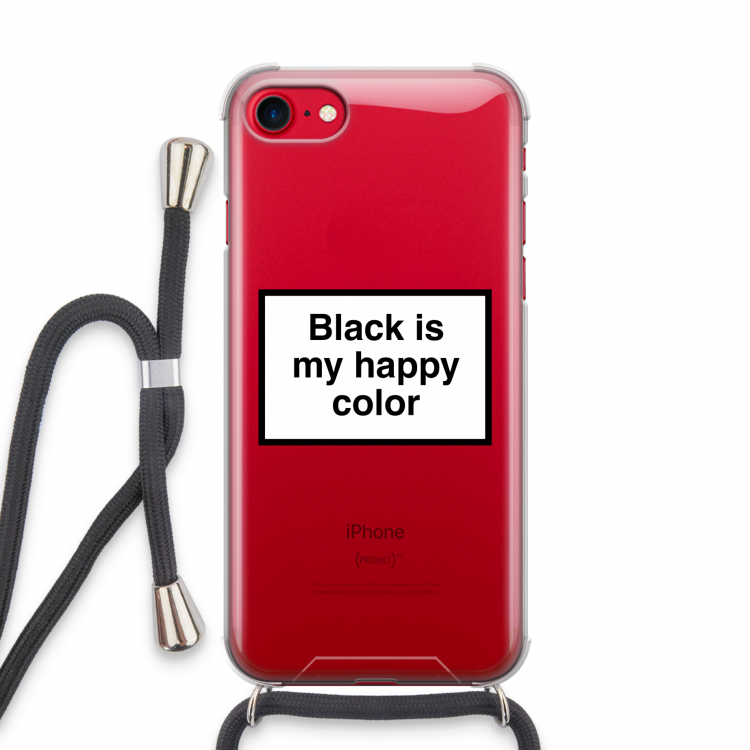 Black is my happy color: iPhone SE 2020 Transparant Hoesje met koord