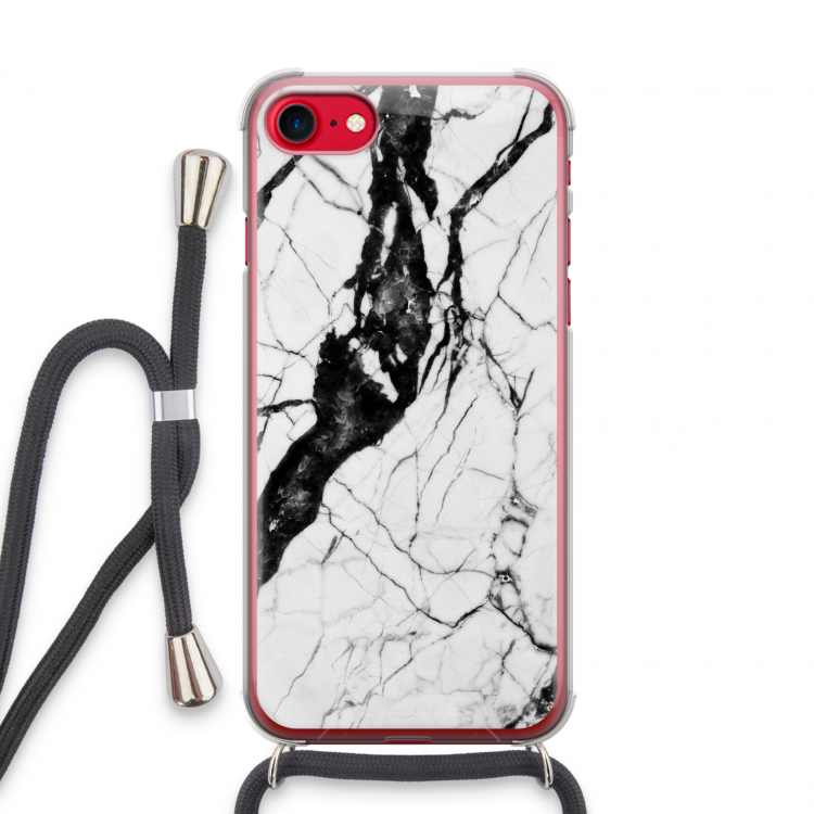 Witte marmer 2: iPhone SE 2020 Transparant Hoesje met koord