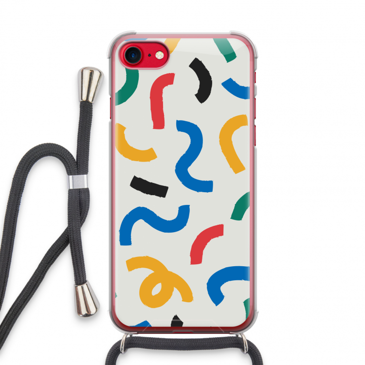 Illustratieve pop 2: iPhone SE 2020 Transparant Hoesje met koord