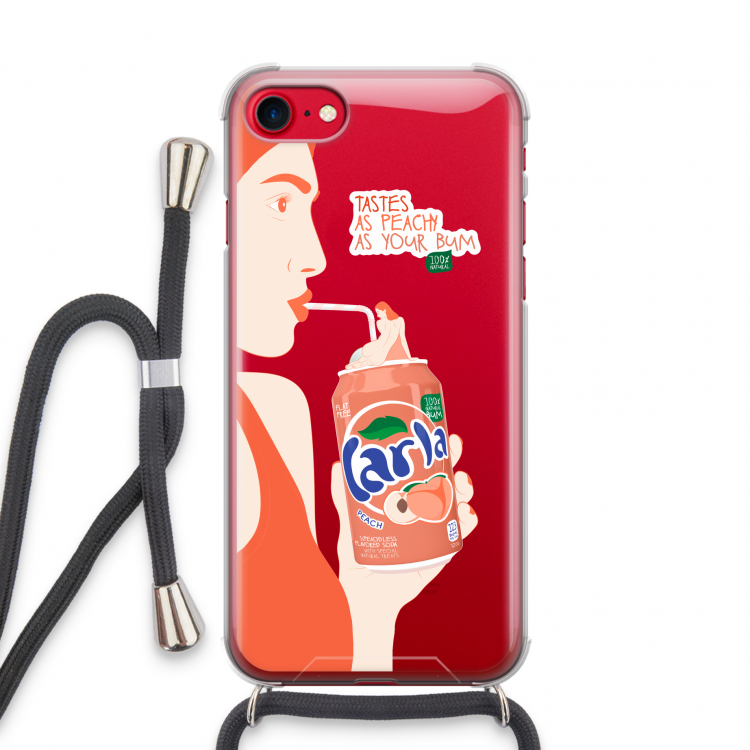 Peach please!: iPhone SE 2020 Transparant Hoesje met koord