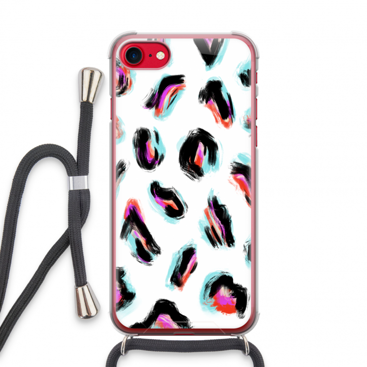 Cheetah color: iPhone SE 2020 Transparant Hoesje met koord