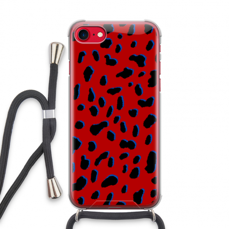 Red Leopard: iPhone SE 2020 Transparant Hoesje met koord