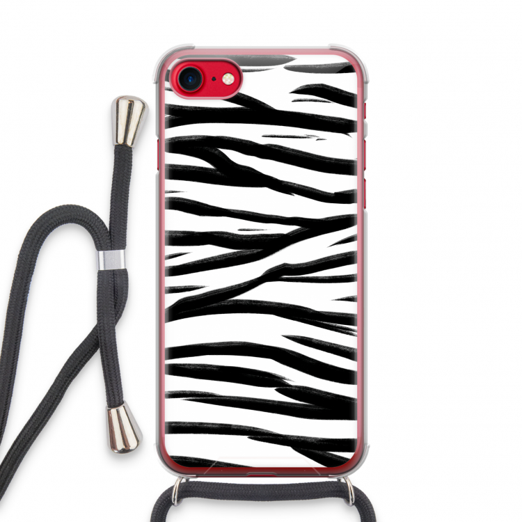Zebra pattern: iPhone SE 2020 Transparant Hoesje met koord