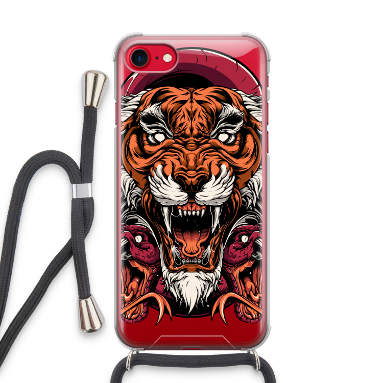 Tiger and Rattlesnakes: iPhone SE 2020 Transparant Hoesje met koord