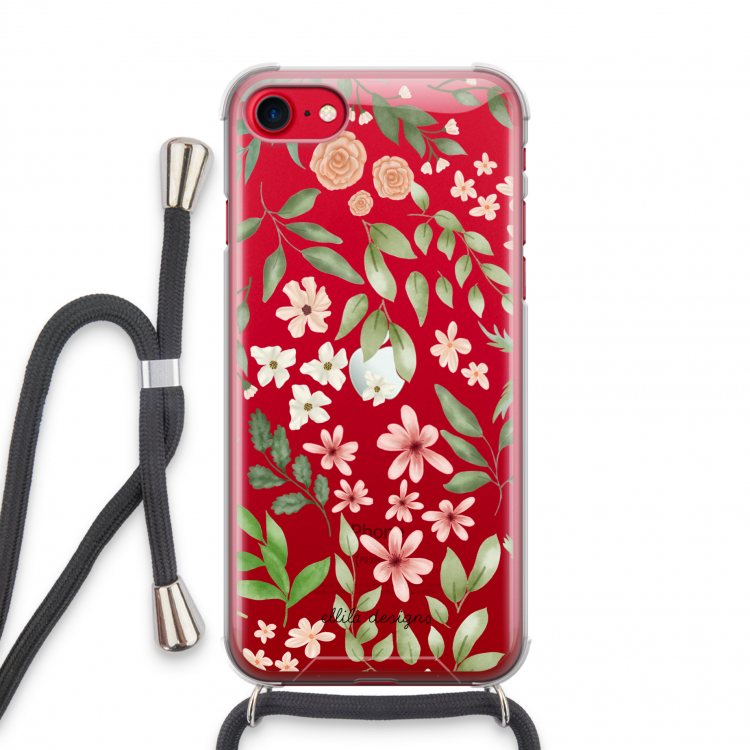 Botanical sweet flower heaven: iPhone SE 2020 Transparant Hoesje met koord