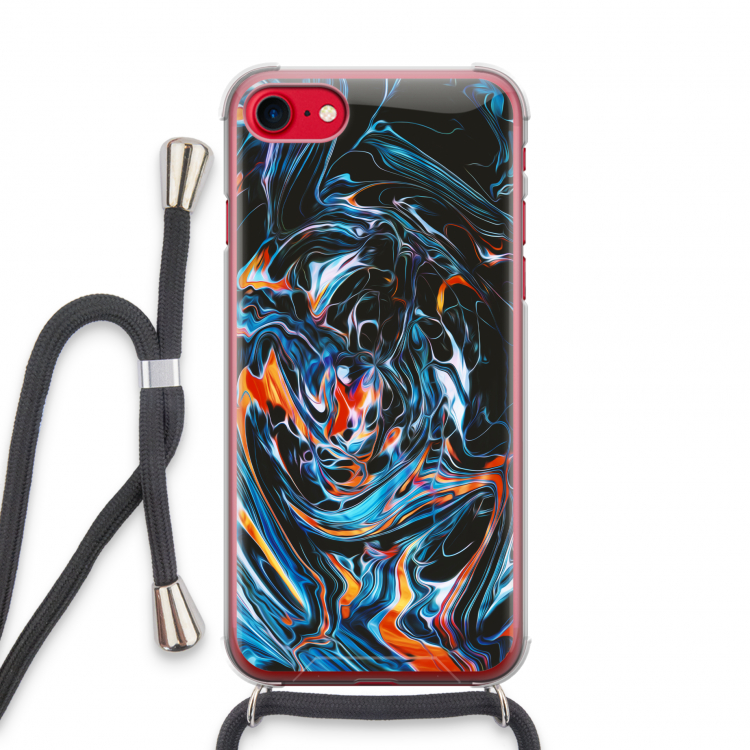 Black Unicorn: iPhone SE 2020 Transparant Hoesje met koord