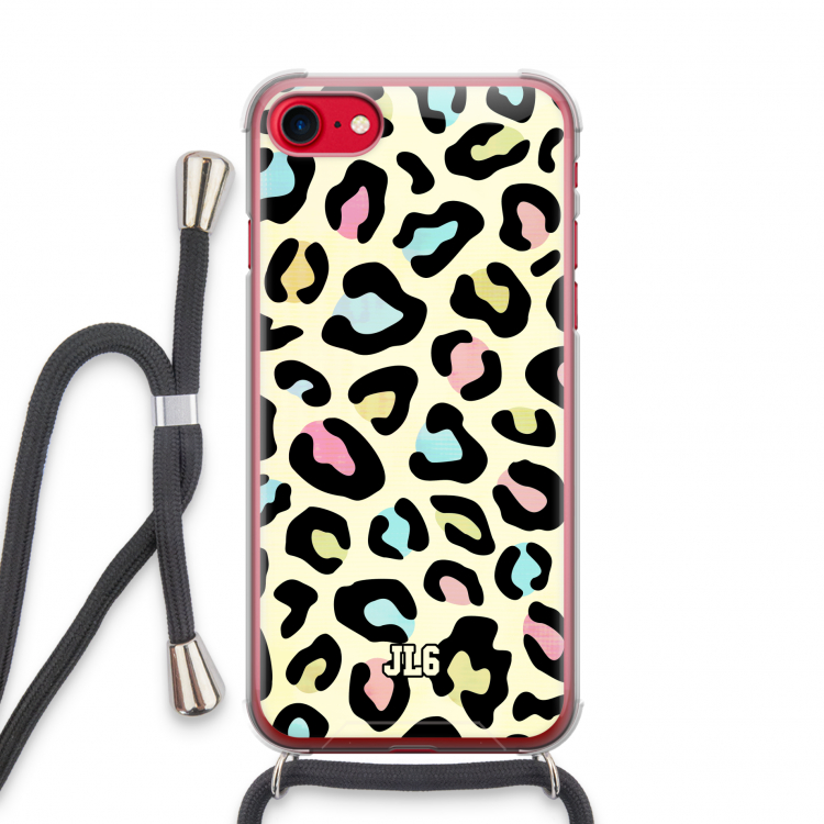 Leopard pattern: iPhone SE 2020 Transparant Hoesje met koord