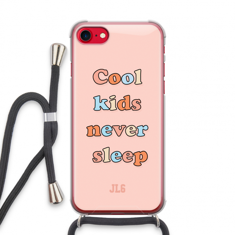 Cool Kids Never Sleep: iPhone SE 2020 Transparant Hoesje met koord
