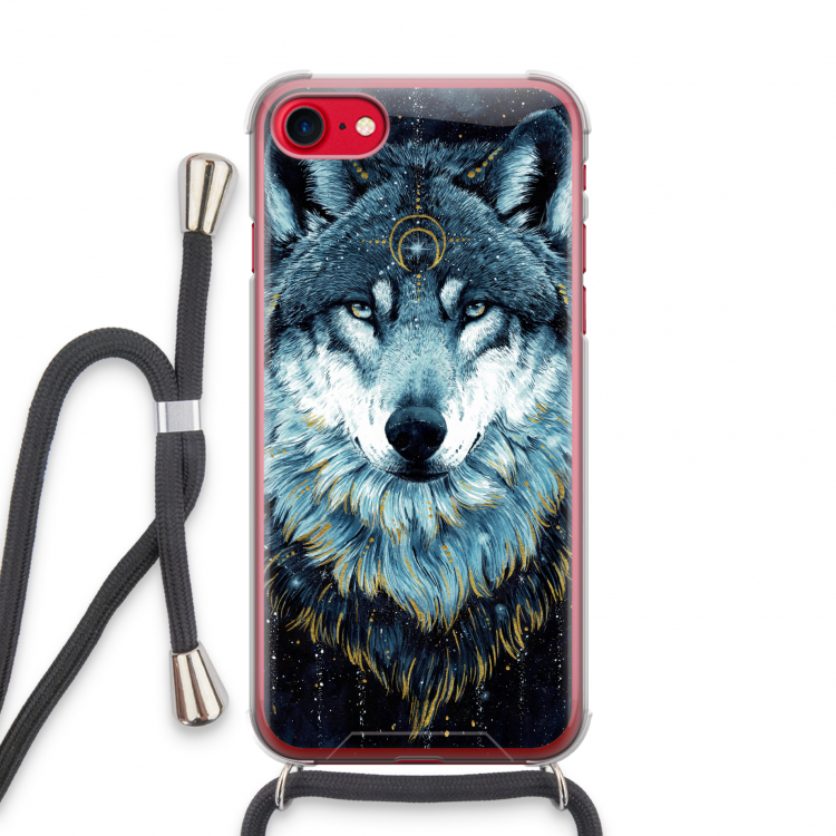Darkness Wolf: iPhone SE 2020 Transparant Hoesje met koord