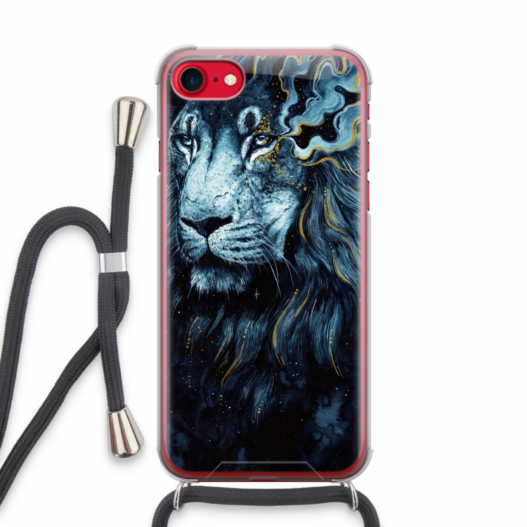 Darkness Lion: iPhone SE 2020 Transparant Hoesje met koord