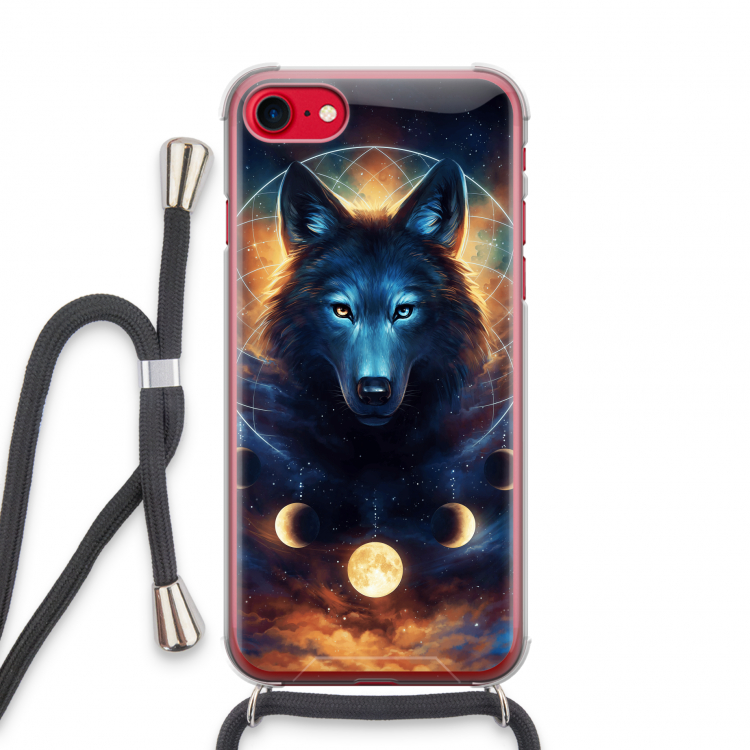 Wolf Dreamcatcher: iPhone SE 2020 Transparant Hoesje met koord