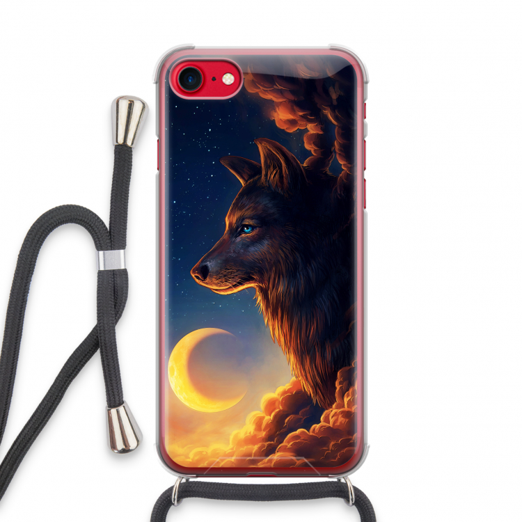 Night Guardian: iPhone SE 2020 Transparant Hoesje met koord