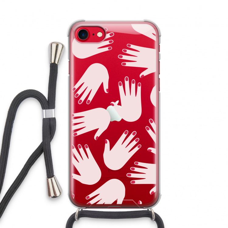 Hands pink: iPhone SE 2020 Transparant Hoesje met koord