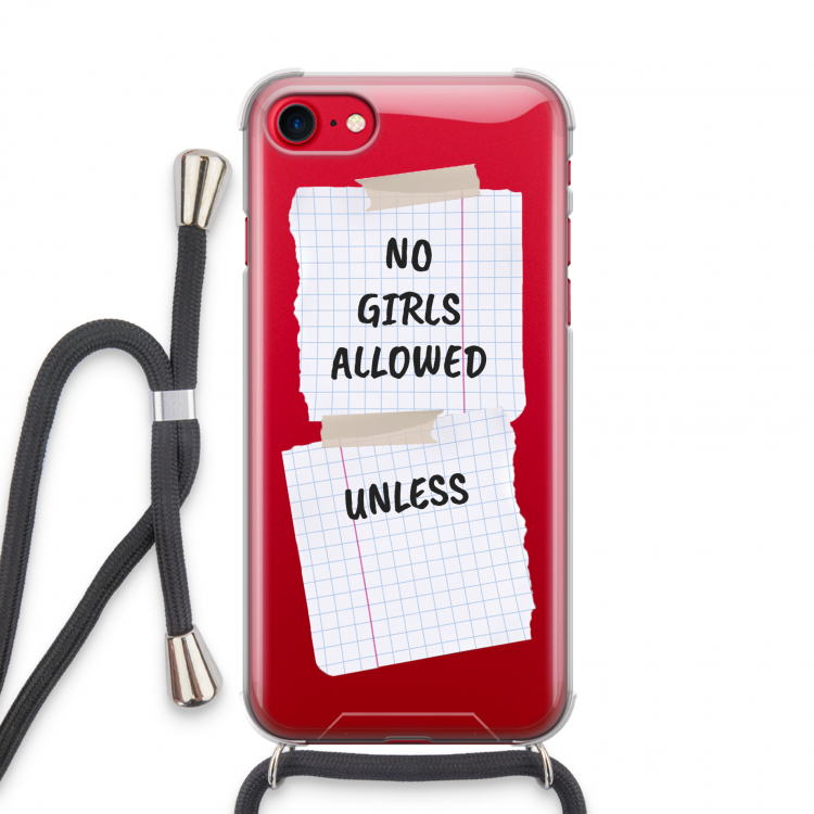 No Girls Allowed Unless: iPhone SE 2020 Transparant Hoesje met koord