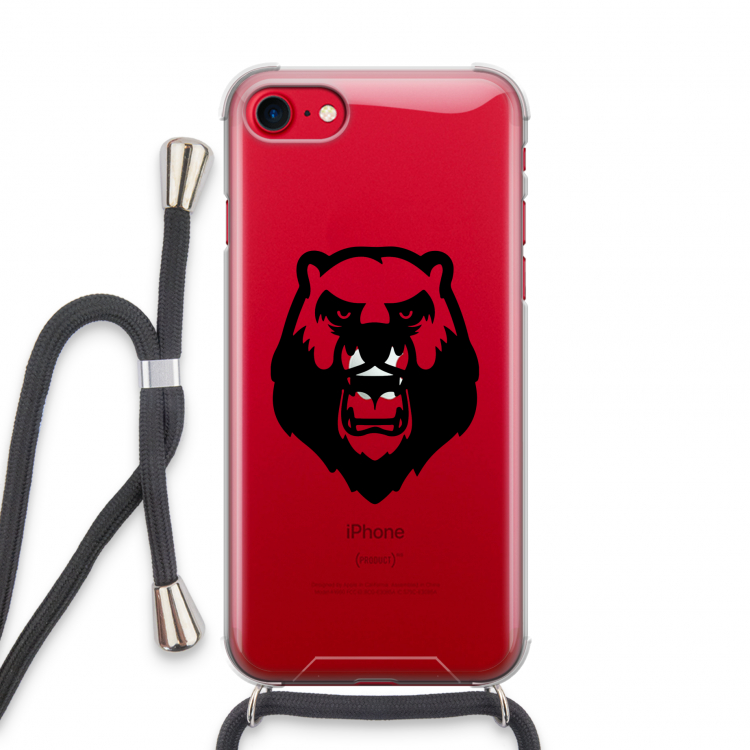 Angry Bear (black): iPhone SE 2020 Transparant Hoesje met koord