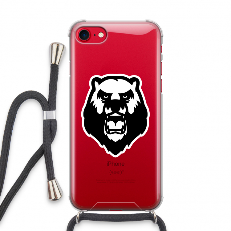 Angry Bear (white): iPhone SE 2020 Transparant Hoesje met koord