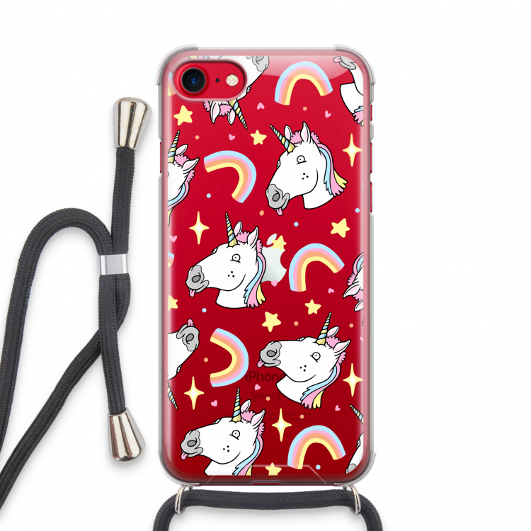 Rainbow Unicorn: iPhone SE 2020 Transparant Hoesje met koord